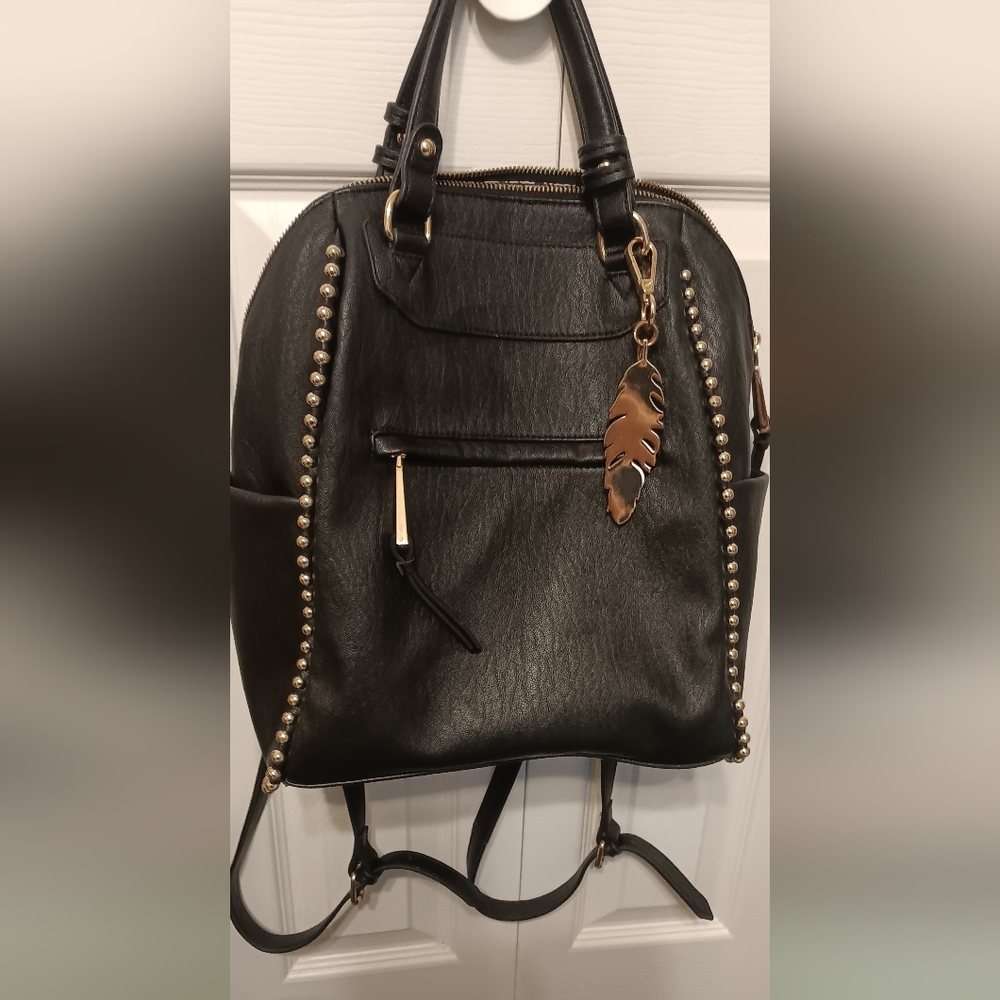Jessica Simpson Black Backpack with Gold Accents